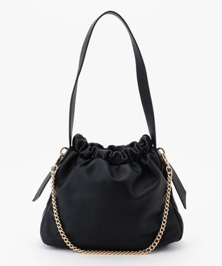 組曲 ギャザーワンショルダーハンドバッグ ブラック系