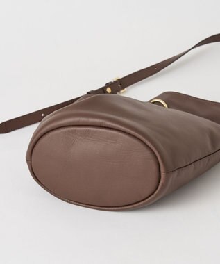 russet ツイードスカーフ付きレザー2WAYショルダーバッグ(CE-1632) D.Brown