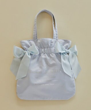 Maison de FLEUR ダブルリボンギャザートートバッグ Light Blue