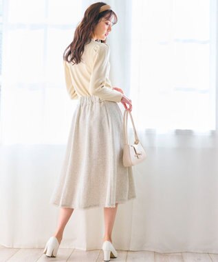 Feroux 【セットアップ対応】春ツイード フレアスカート ホワイト系1