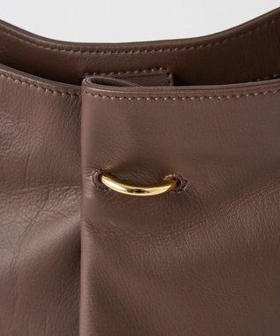 russet ツイードスカーフ付きレザー2WAYショルダーバッグ(CE-1632) D.Brown