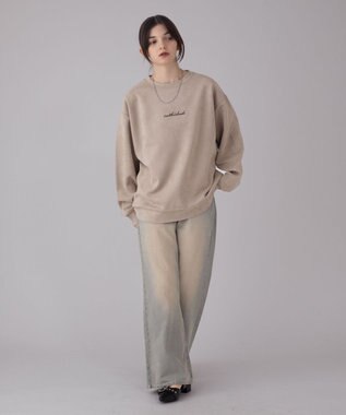 WEGO 【ユニセックス着用ITEM/2点SET/MLサイズ展開】アクセ付きフェイクスウェードプルオーバー ライトベージュ