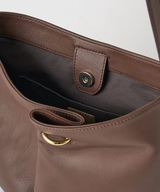 russet ツイードスカーフ付きレザー2WAYショルダーバッグ(CE-1632) D.Brown