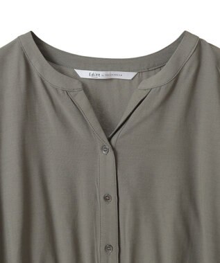 YECCA VECCA ギャザーデザイン配色シャツ Khaki