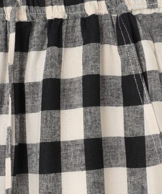 ANY 【ウエストゴム】リネンレーヨンワイドパンツ ブロックチェック