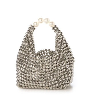 UNBILLION カシュカシュ cachecache / シルバービーズ手提げバッグ ホワイト