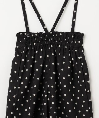 ANY KIDS 麻ライク ドット柄 ガウチョ ブラックドット