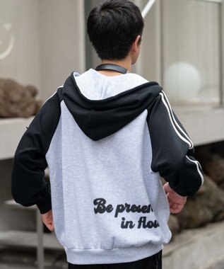 WEGO 【ユニセックス着用ITEM】ラインラグランZIPパーカー アッシュグレー