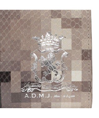 A.D.M.J. 【牛革】スネーク型押し/ガマグチウォレット サンド