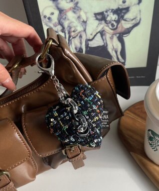 WEGO ツイードビッグハートキーホルダー