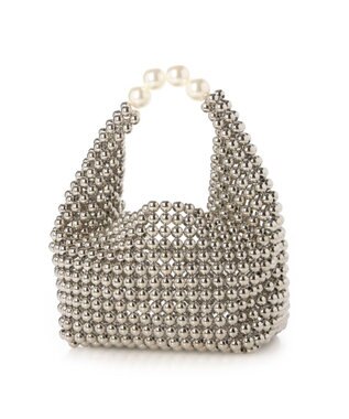 UNBILLION カシュカシュ cachecache / シルバービーズ手提げバッグ ホワイト