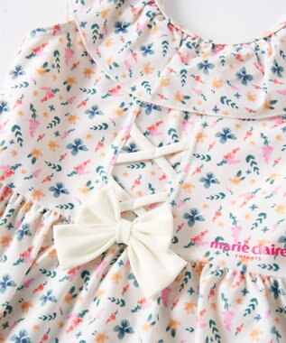 OP／FILA 【marie claire ENFANTS】小花柄編上げAライン水着 オフホワイト