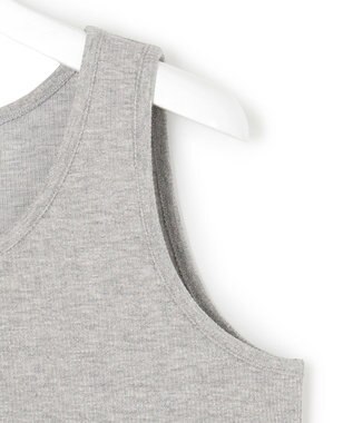 23区 【洗える】シャイニーリブ タンクトップ ライトグレー系