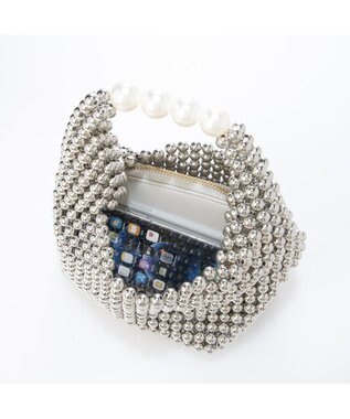 UNBILLION カシュカシュ cachecache / シルバービーズ手提げバッグ ホワイト