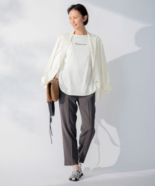 自由区 【洗える】テンセルリネンストレッチ テーラードジャケット アイボリー系