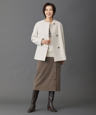 J.PRESS LADIES ドビー チェック スカート ブラウン系3