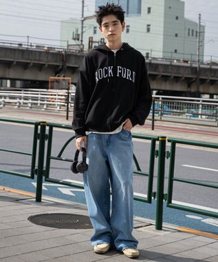 WEGO ワッペンロゴジップパーカー ブラック