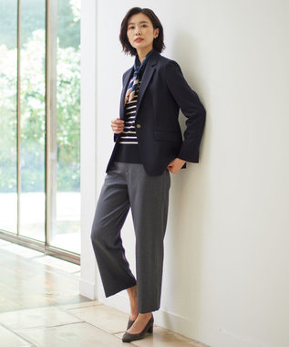 J.PRESS LADIES 【洗える】VIS/PE MILANO ボーダー ニット ブラック系1