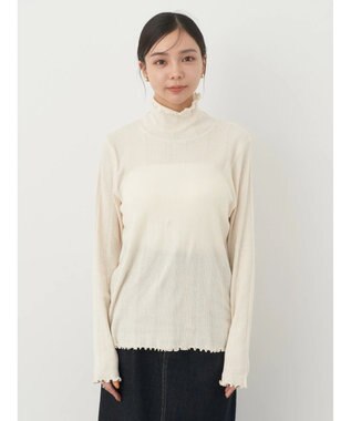 earth music&ecology コットンシアータートルネックプルオーバー Ivory