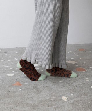 TRICOTE レオパードルームソックス 87BROWN