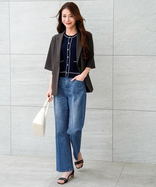 ANY SIS センタープレスセミフレア デニム ライトインディゴ