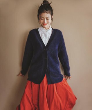 23区 L 【洗える】ライトメモリーウェザー フレアスカート レッド系