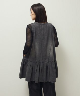 Green Parks ・ＳＵＧＡＲ　ＳＰＯＯＮ　Ｗ－ＺＩＰデニムミニワンピ Black