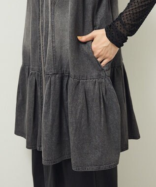 Green Parks ・ＳＵＧＡＲ　ＳＰＯＯＮ　Ｗ－ＺＩＰデニムミニワンピ Black