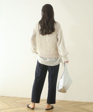 Green Parks ラメ入り毛足ニットベスト Ecru