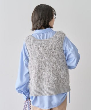 Green Parks ラメ入り毛足ニットベスト Gray
