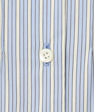 J.PRESS LADIES S 【洗える】BEZコットンナイロン ストライプ ピンタック ブラウス ブルー×イエローストライプ系1