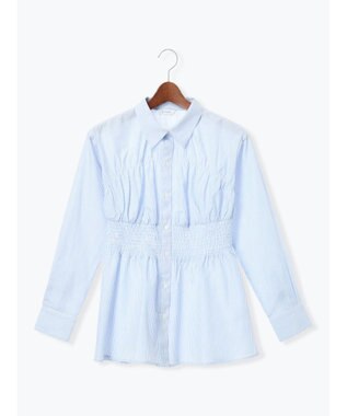 Te chichi ペプラムシャーリングシャツブラウス サックスブルー