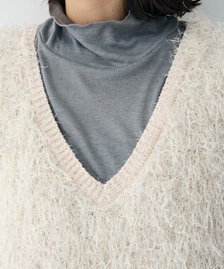 Green Parks ラメ入り毛足ニットベスト Ecru