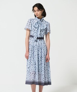 GRACE CONTINENTAL ハートレオパードプリントワンピース ブルー