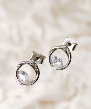 Tiaclasse 【金属アレルギー対応】ラウンドプットストーンピアス