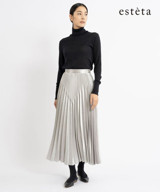 23区 【エステータ】シャイニーサテン プリーツスカート