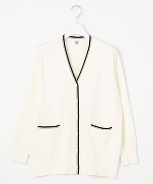 J.PRESS LADIES L 【洗える】RAYON STRETCH PLAIN Vネック カーディガン ホワイト系