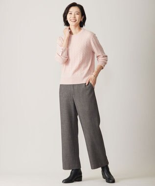 J.PRESS LADIES 【洗える】WOOL BLEND AIR ケーブル ニット ピンク系
