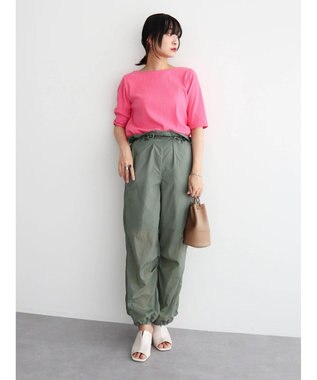 Green Parks 前後２ｗａｙリブ５分袖プルオーバー Black