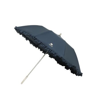 MOONBAT 【晴雨兼用折りたたみ日傘】ポール & ジョー (PAUL & JOE ACCESSOIRES) クリザンテームワンポイントフリル 一級遮光99.99% 遮熱 UV 晴雨兼用 ネイビーブルー