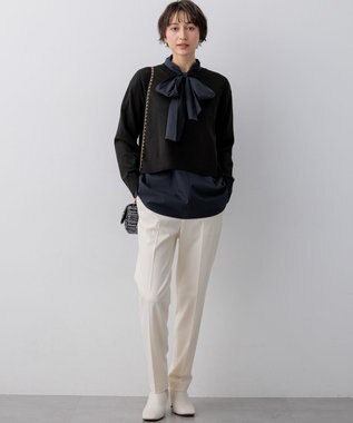 23区 【洗える】ウォームストレッチ テーパード パンツ アイボリー系