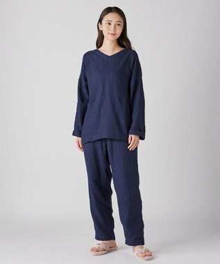 UCHINO マシュマロガーゼシンプルパジャマ ユニセックス ネイビー