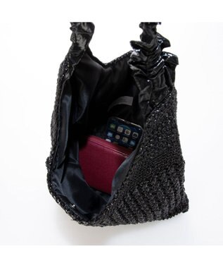 UNBILLION カシュカシュ cachecache / メタリックコードフリルハンドルトート ブラック