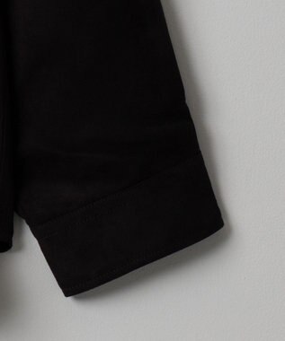 WEGO フェイクスウェードワンポイントBIGシャツ（LS） ブラック中濃色