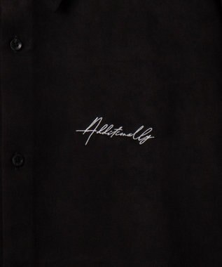 WEGO フェイクスウェードワンポイントBIGシャツ（LS） ブラック中濃色