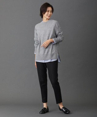 J.PRESS LADIES 【洗える】CASHMERE BLEND クルーネック ニット ライトグレー系