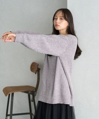 earth music&ecology シャイニーベロアチュニック Gray Beige
