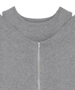 Green Parks SET2点Zipニットカーディガン+アメスリタンク Gray Mixture