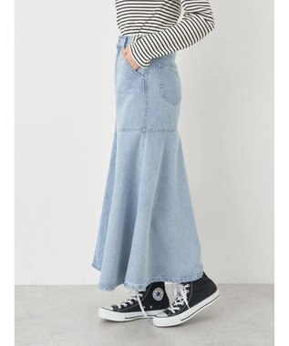 earth music&ecology ペプラムマーメイドデニムスカート Light Indigo