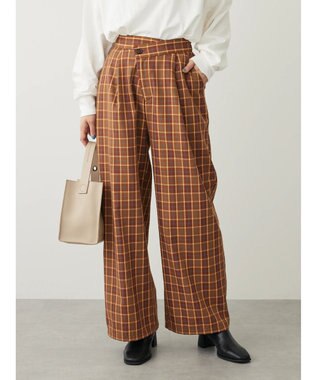 Green Parks ・ＥＬＥＮＣＡＲＥ　ＤＵＥ　チェックワイドパンツ Brown